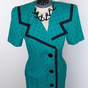 Vintage teal polka dot dress